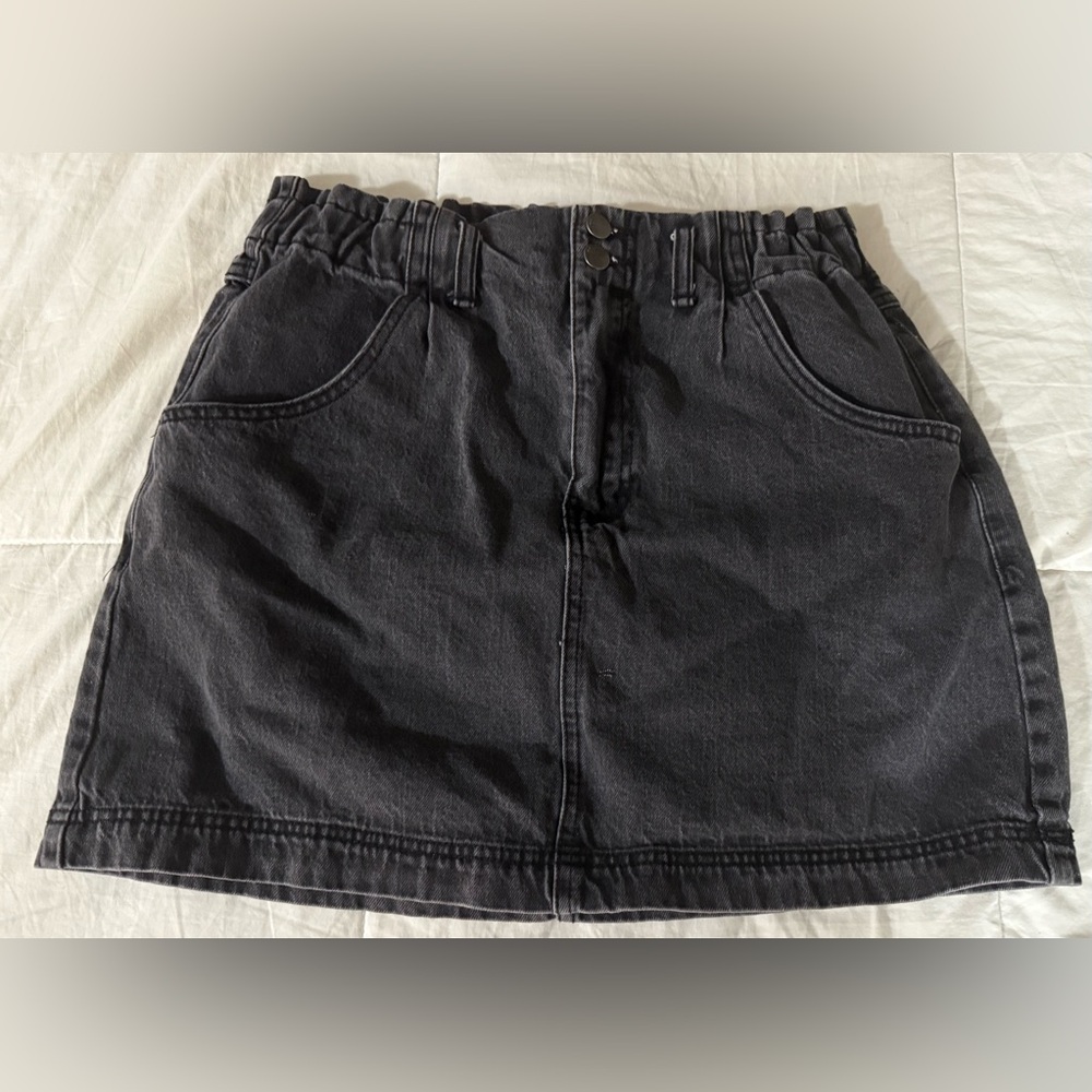 Harlow Black Elastic Waist Denim Mini Skirt